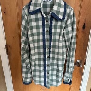 PAIGE 1912 Green and White Buffalo Plaid Button-Up Shirt